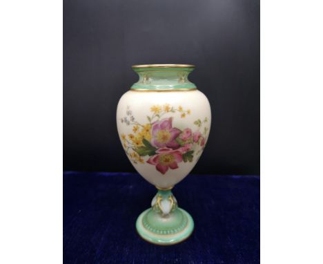 Royal Worcester blush ivory vase with flower pattern. 