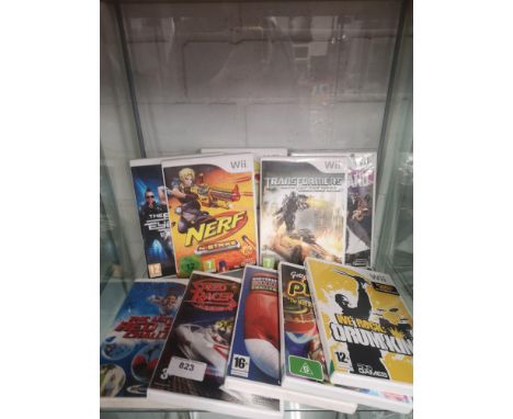 Shelf of Nintendo wii games. 