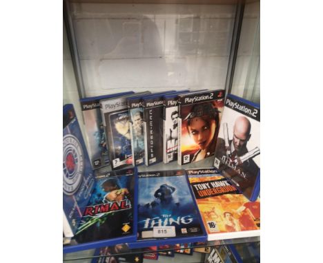 Shelf of PlayStation 2 games. 