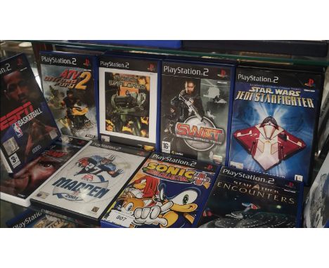 Shelf of PlayStation 2 games. 