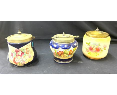 3 Vintage china biscuit barrels