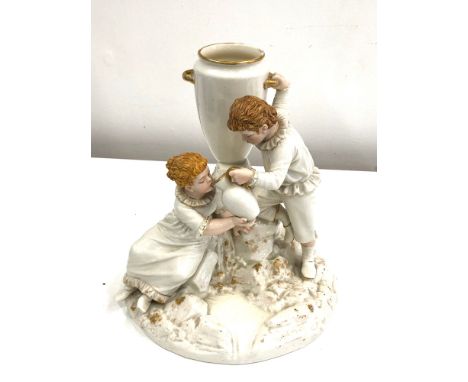 Large Royal Worcester figure children drinking from an urn by james hadley in good condition signed to back HADLEY measures a