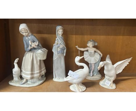 Selection of porcelain figures to include  Nao and Llado etc