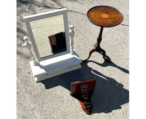 Occasional table / dressing table mirror, mahogany shelf