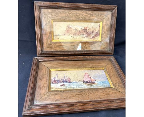 2 Vintage framed watercolours by M Phillips, frame measures approximately 13 x 8.5 inches