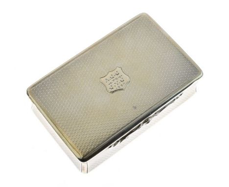 Victorian engine turned silver rectangular snuff box, sponsors mark of Charles Rawlings &amp; William Summers, London 1841, 8