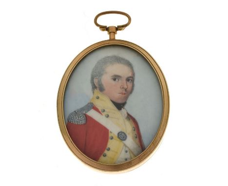 Frederick Buck (1771-1839) - Miniature portrait of a red coated officer, 30th Regiment of foot, in an oval gilt metal mount, 