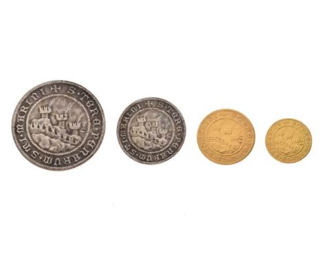 Gold Medallions - Cased set of Repubblica de San Marino Sigilli (Ancient Seals of the State), two in fine gold (oro 900/000, 