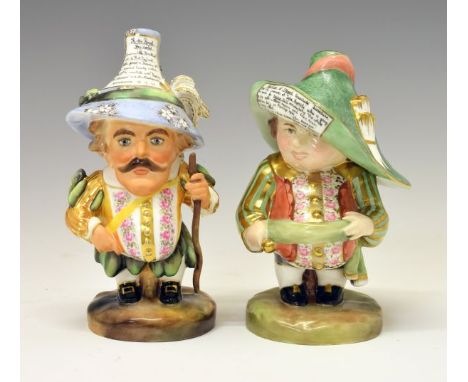 Two Royal Crown Derby 'Mansion House Dwarf' figures, 'Auction of Elegant Household Furniture', signed C. Till beneath, date m
