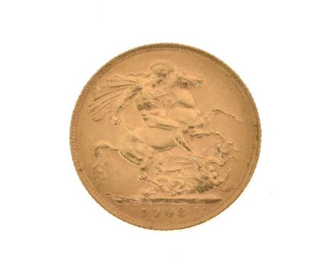 Gold Coin - Edward VII sovereign 1903 Condition: Signs of surface wear and light scratching - If you require a detailed condi