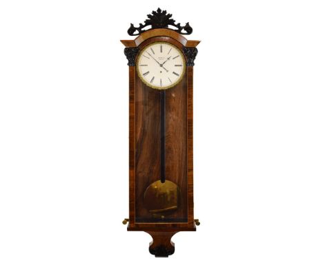 Late 19th Century rosewood-cased Vienna wall clock, S. Glink, Pesten, the 6.5-inch white Roman dial inscribed Glink S.Pesten 