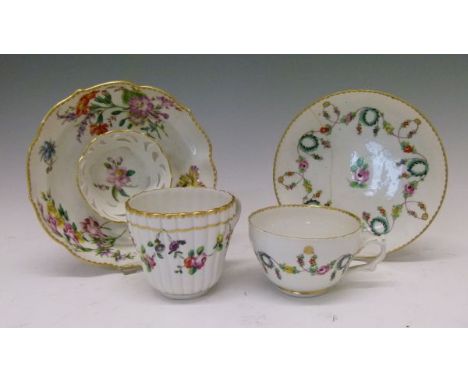 Four items of late 18th Century Bristol porcelain comprising a 'trembleuse' saucer of wavy edged form with pierced inner hold