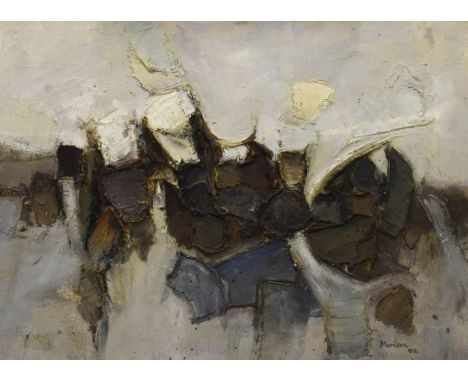 Neil Murison (b. 1930) - Oil on board - abstract composition with thick impasto, signed and dated '62 lower right, 44cm x 59c