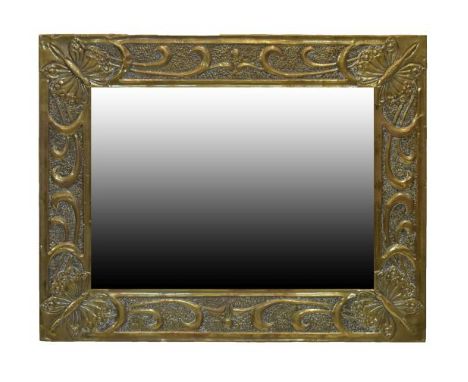 Early 20th Century Arts &amp; Crafts-style brass wall mirror, possibly Scottish School in the manner of Margaret Mary Gilmour