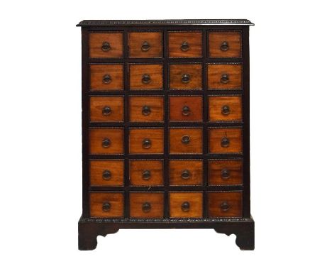 19th Century Colonial hardwood cabinet, probably Indo-Portuguese, the rectangular top with stepped ovolu-moulded edge over fo