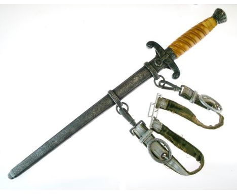 World War II Third Reich Army dress dagger, marked Alcoso Solingen to reverse of blade, within its original alloy scabbard wi