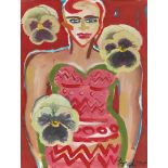 Elvira Bach. Ohne Titel (Frau mit Blumen). 2005