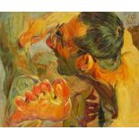 Johannes Grützke. Selbstporträt mit Fuß. 2001
