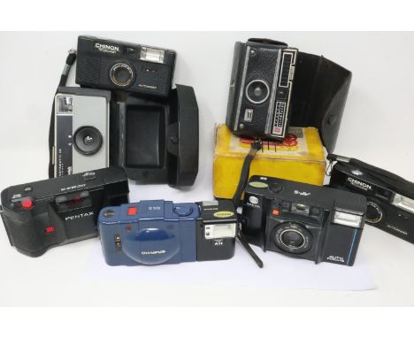 Collection of mixed compact film cameras including Olympus XA2. P&amp;P Group 3 (£25+VAT for the first lot and £5+VAT for sub