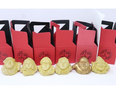 Six Kevin Francis original face pot moulds with a letter from Peggy Davies confirming authenticity, largest H: 70mm, no crack