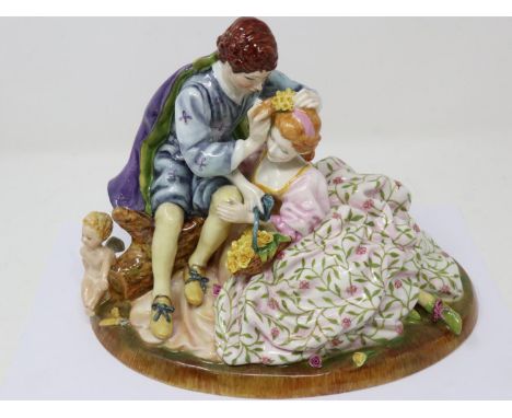 Peggy Davies ceramic figural group, Friendship, no cracks or chips, H: 18 cm. P&amp;P Group 2 (£18+VAT for the first lot and 