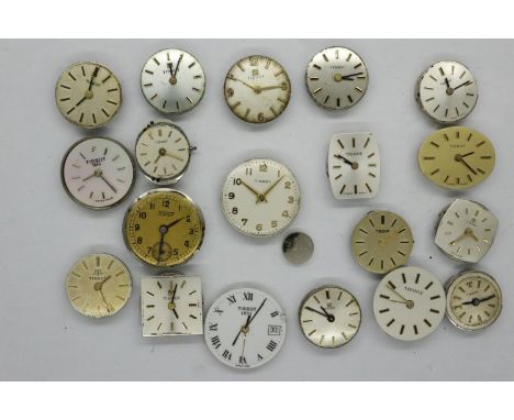 Nineteen Tissot watch movements. P&amp;P Group 3 (£25+VAT for the first lot and £5+VAT for subsequent lots) 