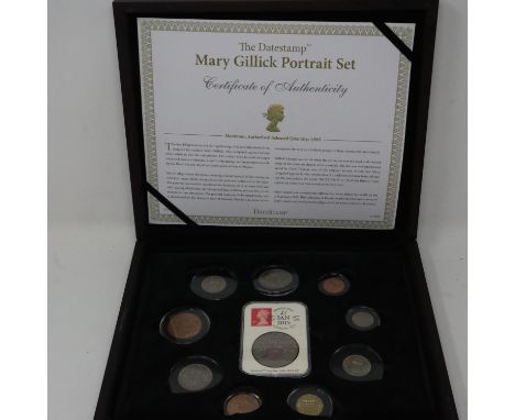 Mary Gillick Portrait set of ten QEII coins in collectors box. P&amp;P Group 1 (£14+VAT for the first lot and £1+VAT for subs