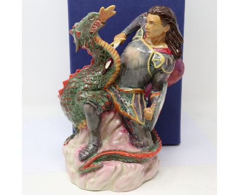 Kevin Francis and Peggy Davies limited edition Saint George and The Dragon, 93/350, boxed, no cracks or chips, H: 21 cm. P&am