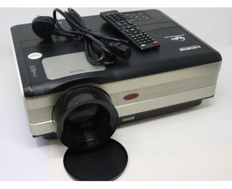 Caiwei large HDMI LED projector with remote control, working at lotting. All electrical items in this lot have been PAT teste