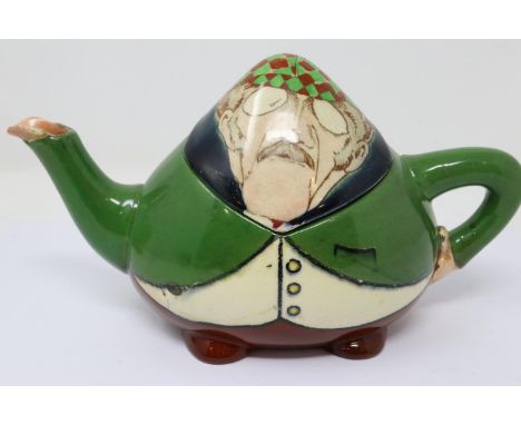The Foley China Intarsio teapot, Lord Balfour form teapot by Frederick Rhead, H: 11 cm. P&amp;P Group 1 (£14+VAT for the firs