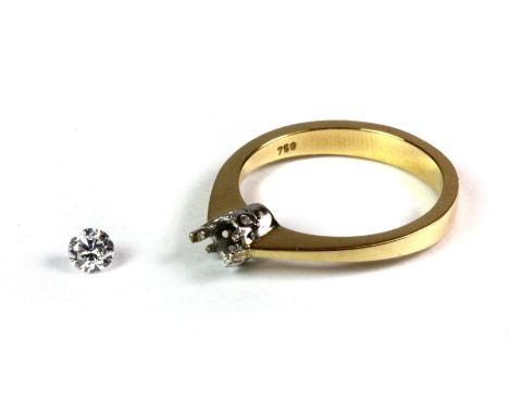 An 18ct yellow gold ring (stamped 750) with a loose solitaire stone, (P) approx 4g. Please note this lot is a credit card rec