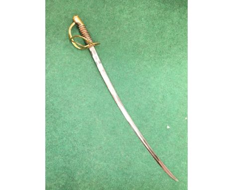 An American Civil War Cavalry Trooper's sword with curved blade, marked U.S./ADK/1864, Ames M/GACO, Chicopee, with leather bo