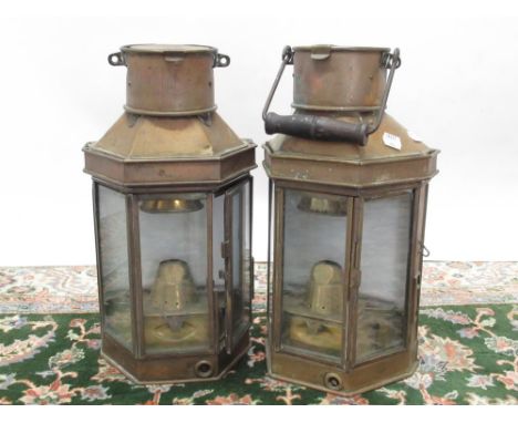 Early C20th brass oil lamp stamped Griffiths &amp; Sons 1915, burner stamped E.G &amp; S 1917, with swing handle, and a Bulpi