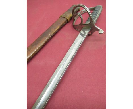 Geo. V Royal Artillery officers dress sword, with 35" single fullered blade with etched detail including GR V cipher and Roya