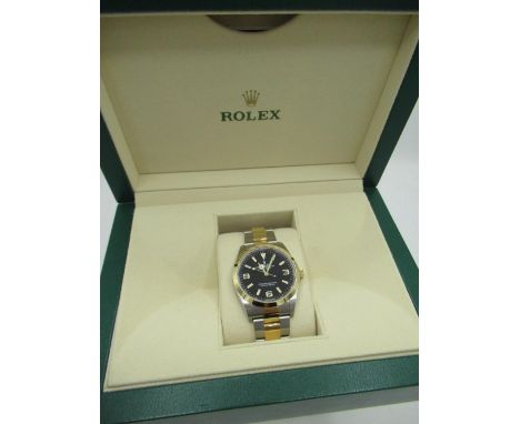 2021 Rolex Explorer Oyster Perpetual Superlative Chronometer wristwatch bi-metallic case on oyster bracelet with deployment c