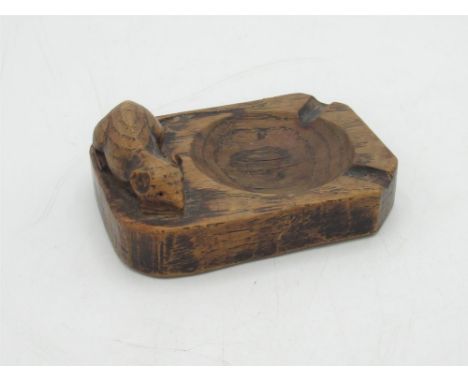 Robert Mouseman Thompson of Kilburn - an oak rectangular ash tray, carved with signature mouse, W10cm D7cm 