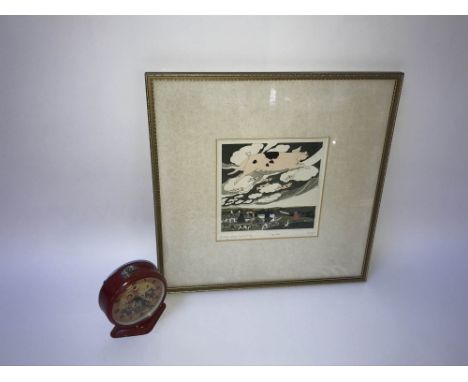 A novelty Chinese Red Army clock and a limited edition print 'If only pigs could fly'