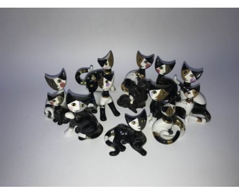 Ten modern Goebel miniature stylised cats