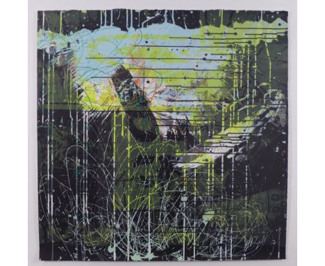 Willie Moulding (Grays School of Art) Abstract mixed media on paper, framed under Perspex , inscribed verso and dated 2007, 7
