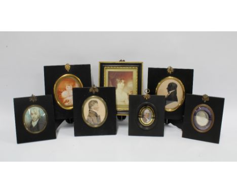 Collection of portrait miniatures and prints, (some a/f) (7) 