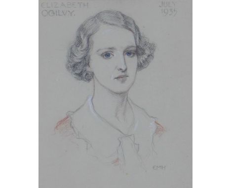 Edith Mary Hanson, a pastel portrait of Elizabeth Ogilvy, signed with initials EMH and dated July 1935, framed under glass, 2