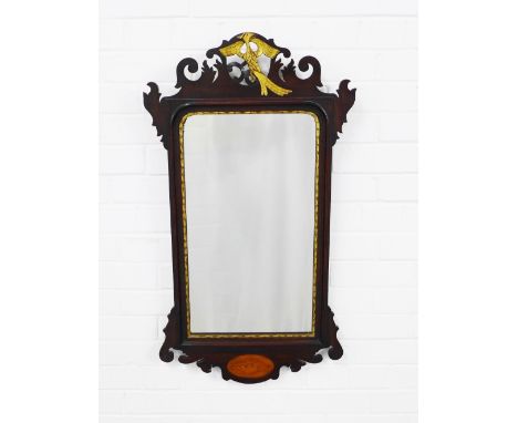 Georgian style mahogany and parcel gilt wall mirror, 51 x 99cm. 