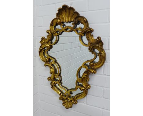 Rococo style gilt wall mirror, 47 x 68cm. 