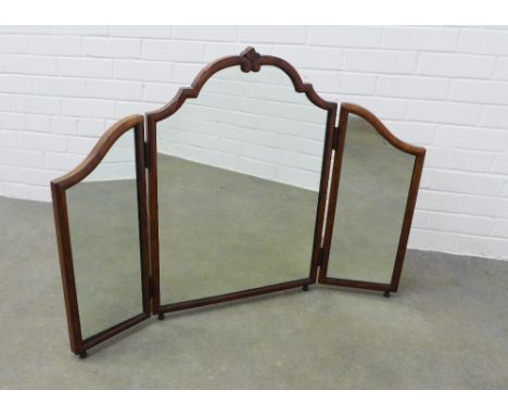 Mahogany framed triple plate dressing table mirror, 101 x 73cm. 