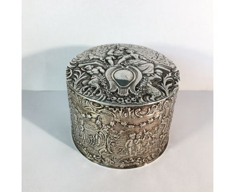 A superb quality German silver trinket pot, 135.9 gms