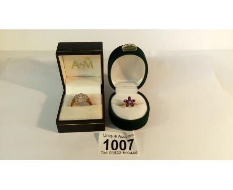 A 9ct gold Regency style dress ring and another 9ct gold dress ring