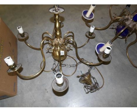 A brass 6 lamp ceiling light