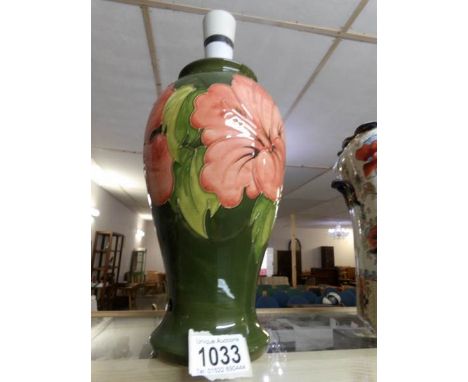 A green floral Moorcroft table lamp base