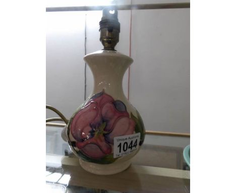 A Moorcroft cream ground table lamp base