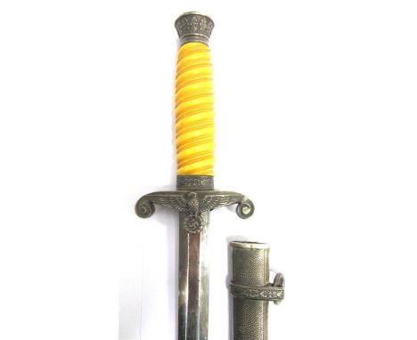 A GERMAN THIRD REICH MODEL 1935 ARMY OFFICER'S DAGGER by Eickhorn, Solingen, the blade with engraved maker's mark, with a sil